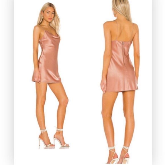 Alice + Olivia Harmony Mini Satin Slip Dress Burnt Rose Size 6 NWT - Picture 1 of 12